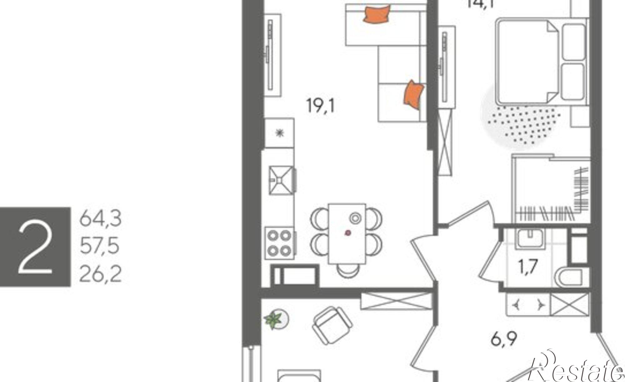 Купить квартиру за 12 988 600 рублей на ул Новороссийская, 102