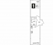 1-комн, 45 кв м, этаж 2/16 улица Ивана Беличенко, 103