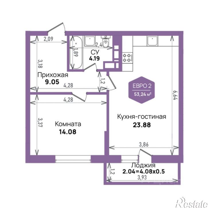 2-комн квартира в новом доме Константиновская улица, 5К2,  д. 5К2