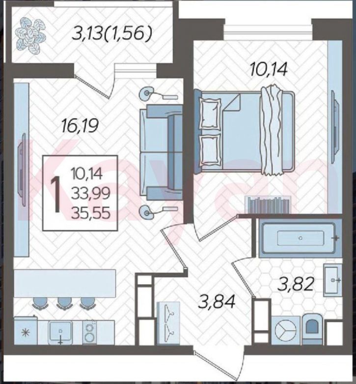 1-комн квартира в новом доме Уральская ул.