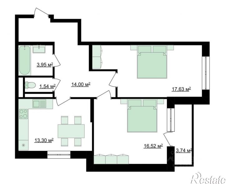 2-комн квартира ул Садовая, 161/2 1,  д. 161/2 1,  к. 1