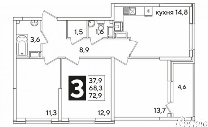 3-комн квартира улица Ивана Беличенко, 90 к2,  д. 90 к2