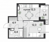 1-комн, 38 кв м, этаж 18/18 Садовая улица, 26