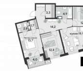 3-комн, 89 кв м, этаж 14/18 улица имени Академика Фёдорова, 13