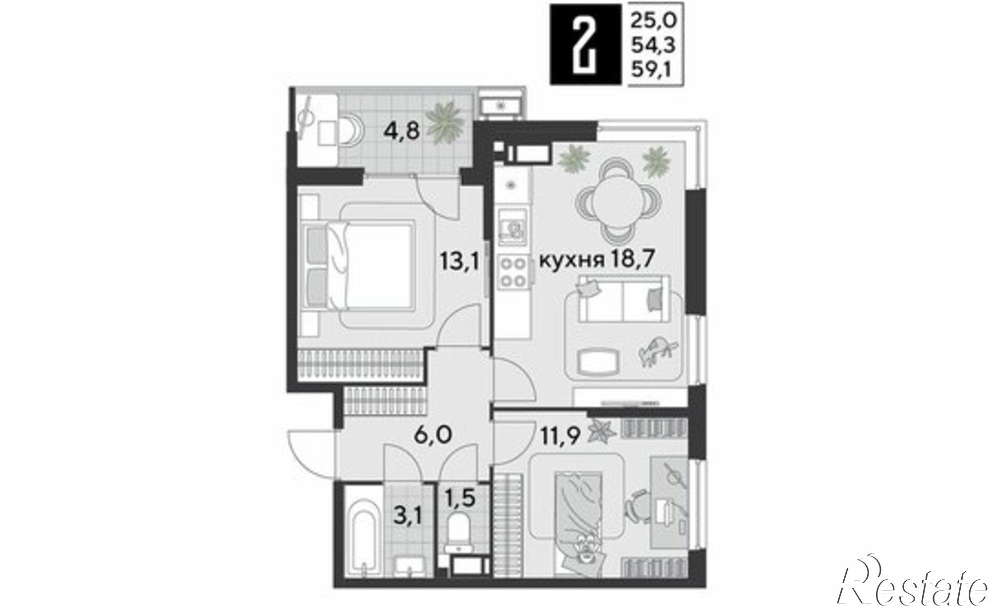 Купить квартиру за 9 692 400 рублей на улица имени Академика Фёдорова, 13