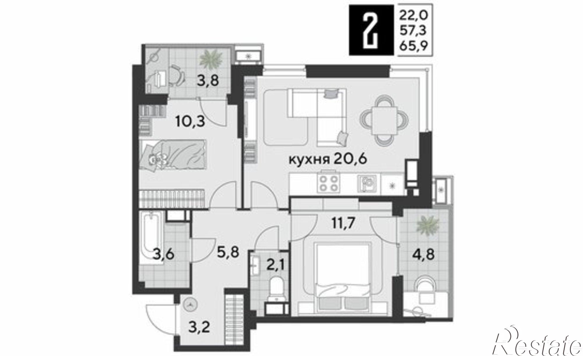 Купить квартиру за 10 603 300 рублей на улица имени Героя Пешкова, 4 к3