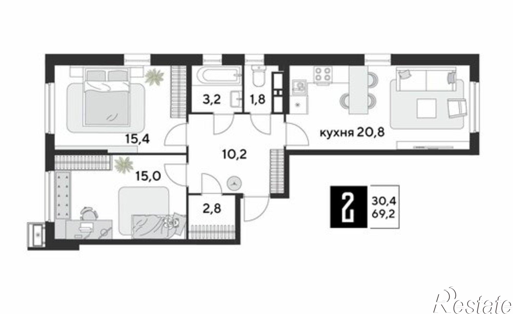 Купить квартиру за 10 829 800 рублей на улица Западный Обход, 4 к1