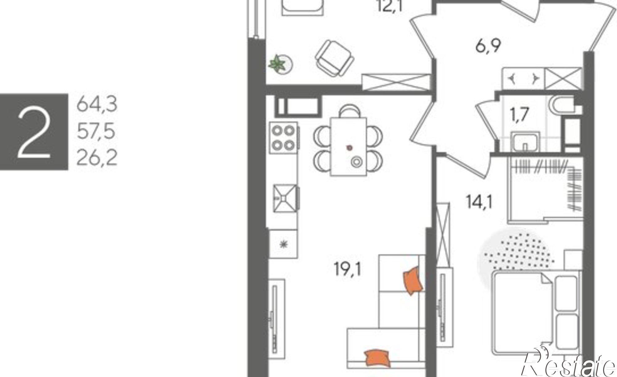 Купить квартиру за 13 683 000 рублей на ул Новороссийская, 102