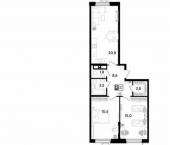 2-комн, 68 кв м, этаж 15/18 улица имени Героя Пешкова, 4 к3