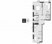 2-комн, 68 кв м, этаж 15/18 микрорайон Парк Победы