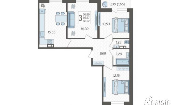 3-комн квартира в новом доме улица им. Владимира Жириновского, 1 к9,  д. 1 к9