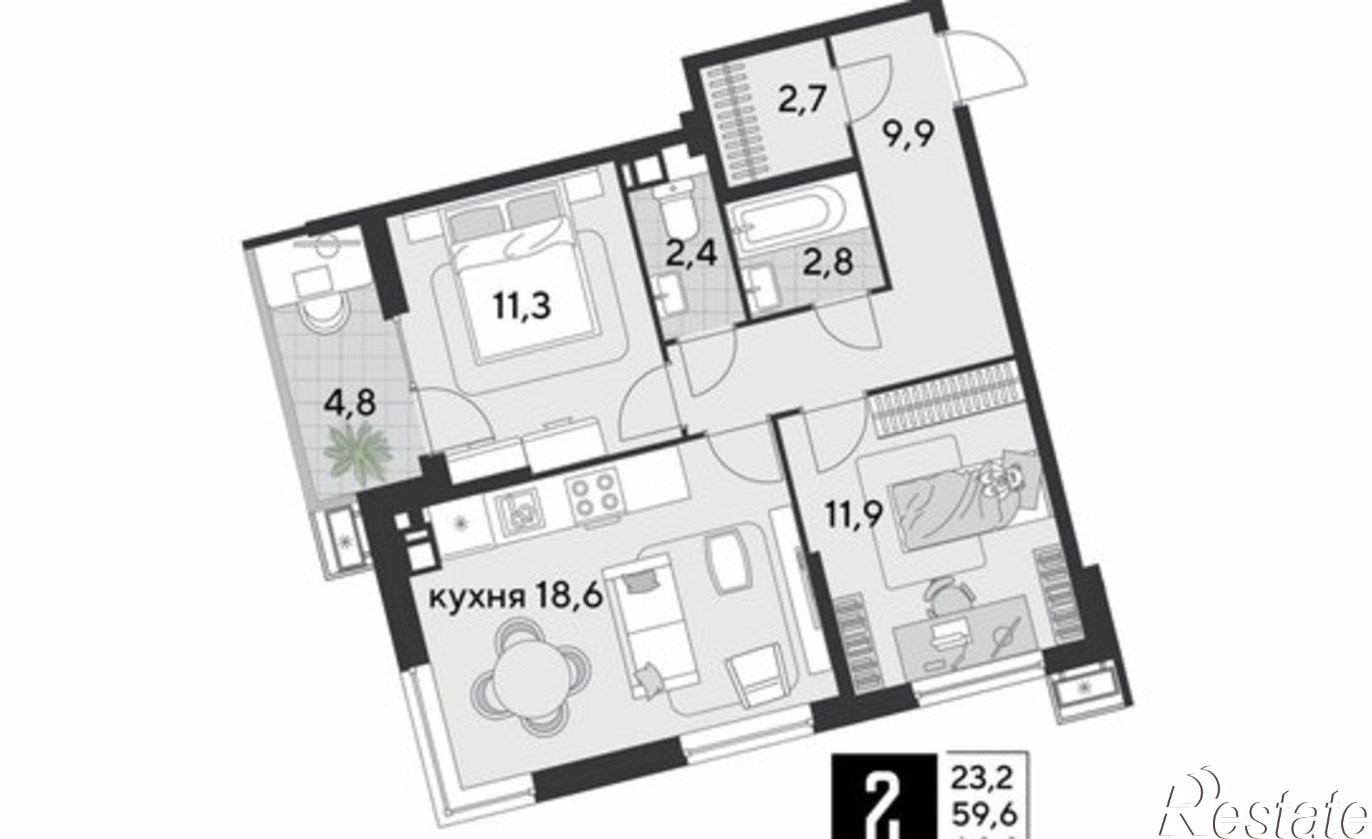 Купить квартиру за 10 136 600 рублей на улица имени Академика Фёдорова, 5