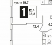 1-комн, 39 кв м, этаж 13/16 улица Западный Обход, 63