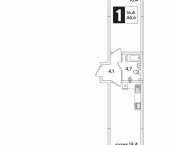 1-комн, 45 кв м, этаж 2/16 улица Ивана Беличенко, 91