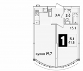 1-комн, 42 кв м, этаж 16/16 улица Ивана Беличенко, 91
