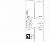 3-комн, 82 кв м, этаж 15/16 улица Западный Обход, 43