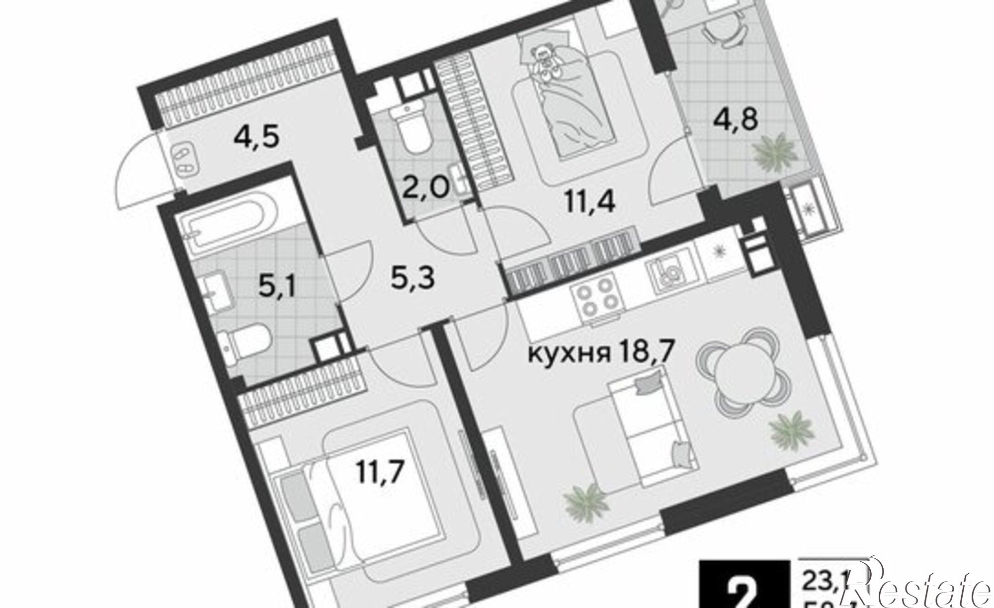 Купить квартиру за 10 153 600 рублей на улица имени Академика Фёдорова, 5