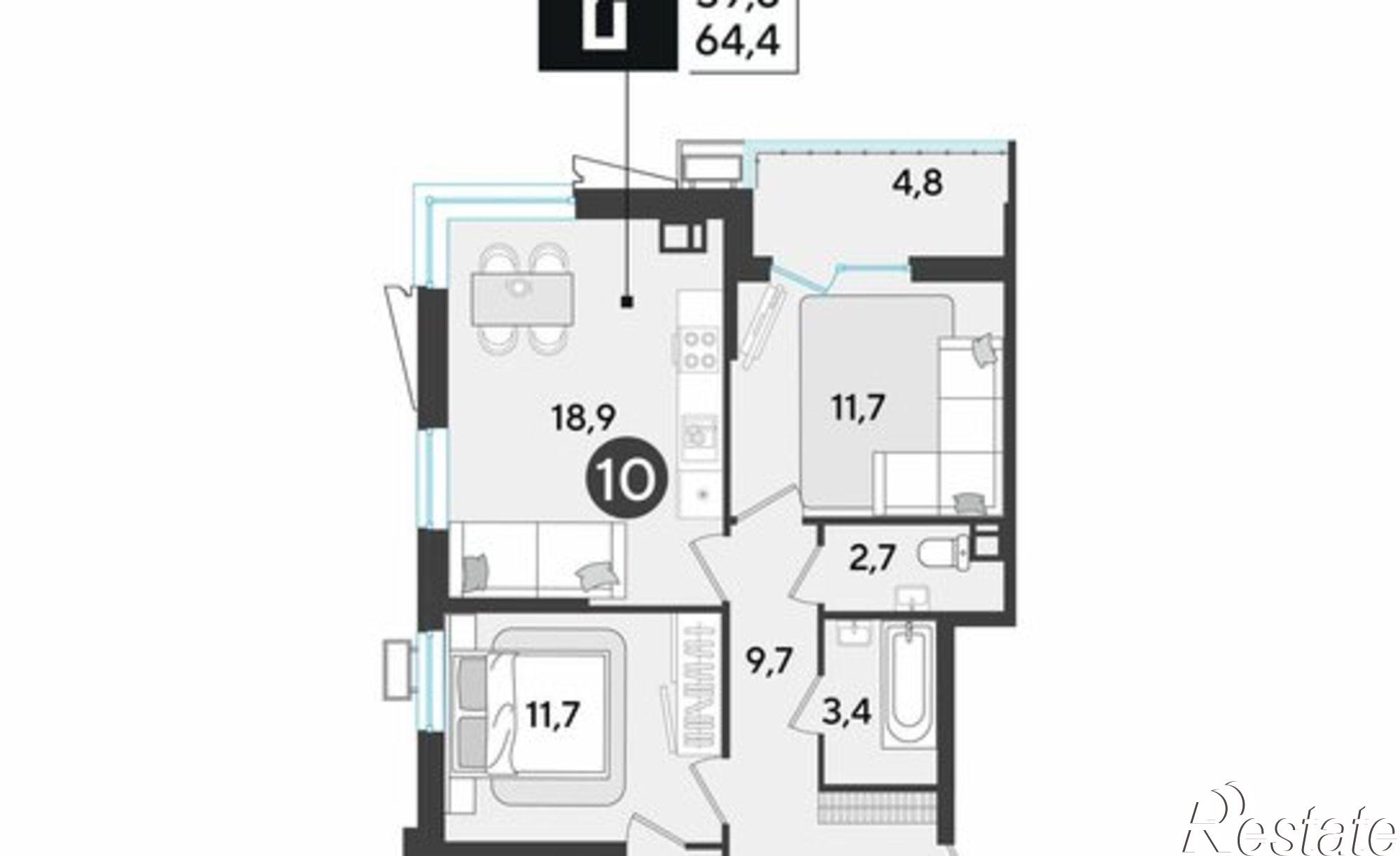 Купить квартиру за 10 208 000 рублей на улица имени Академика Фёдорова, 5