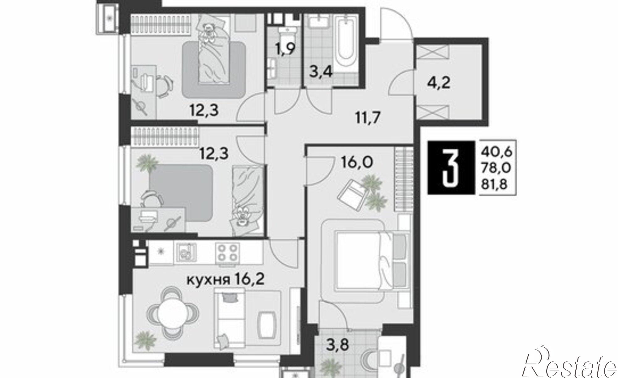 Купить квартиру за 11 901 900 рублей на микрорайон Парк Победы