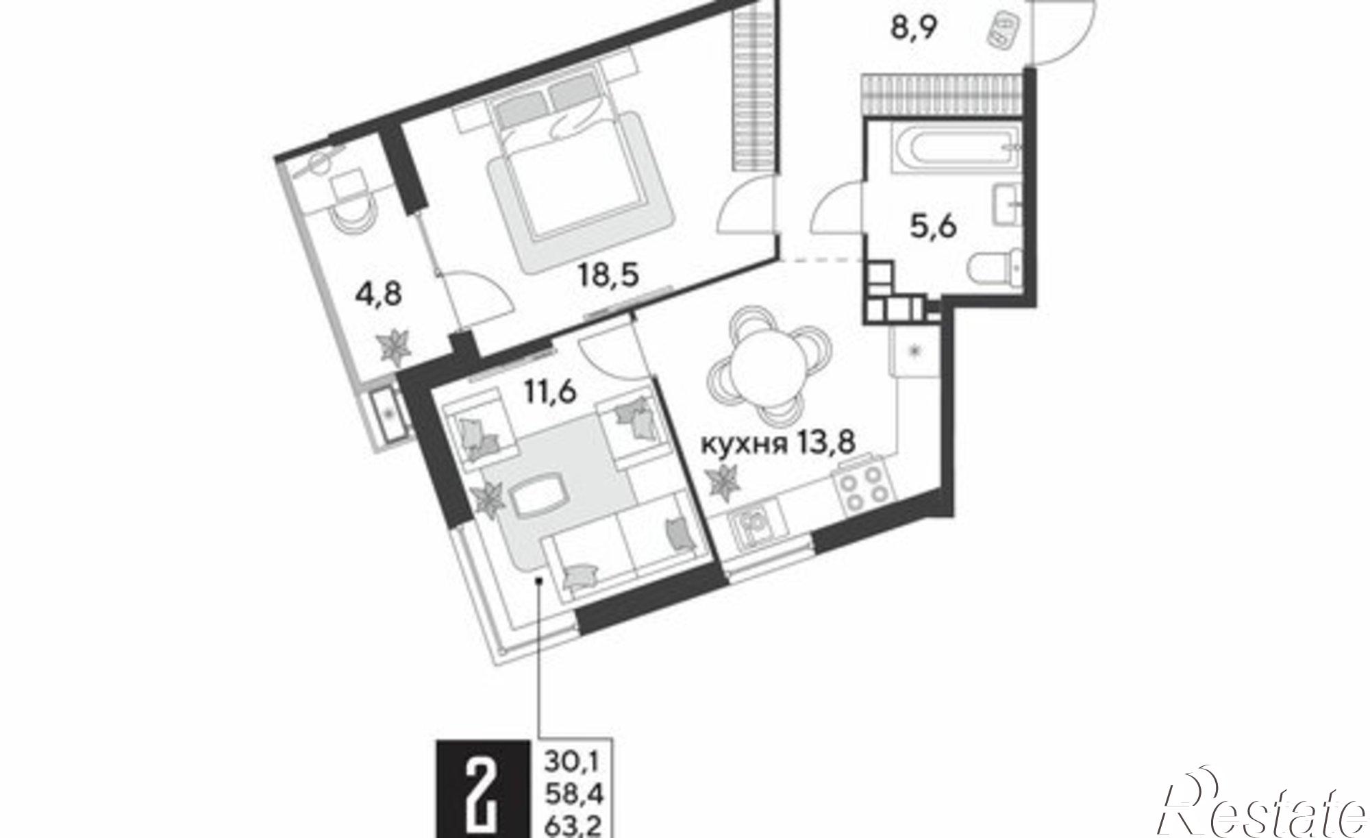 Купить квартиру за 9 745 440 рублей на микрорайон Парк Победы