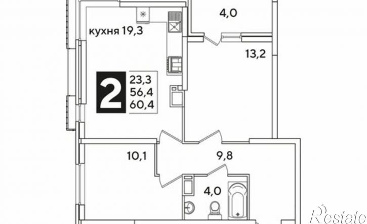 2-комн квартира улица Западный Обход, 42