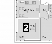 2-комн, 54 кв м, этаж 16/16 улица Ивана Беличенко, 91