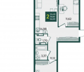 2-комн, 62 кв м, этаж 12/18 2-я Ямальская улица, 19