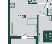 1-комн, 38 кв м, этаж 8/18 улица Адмирала Макарова, 5/1