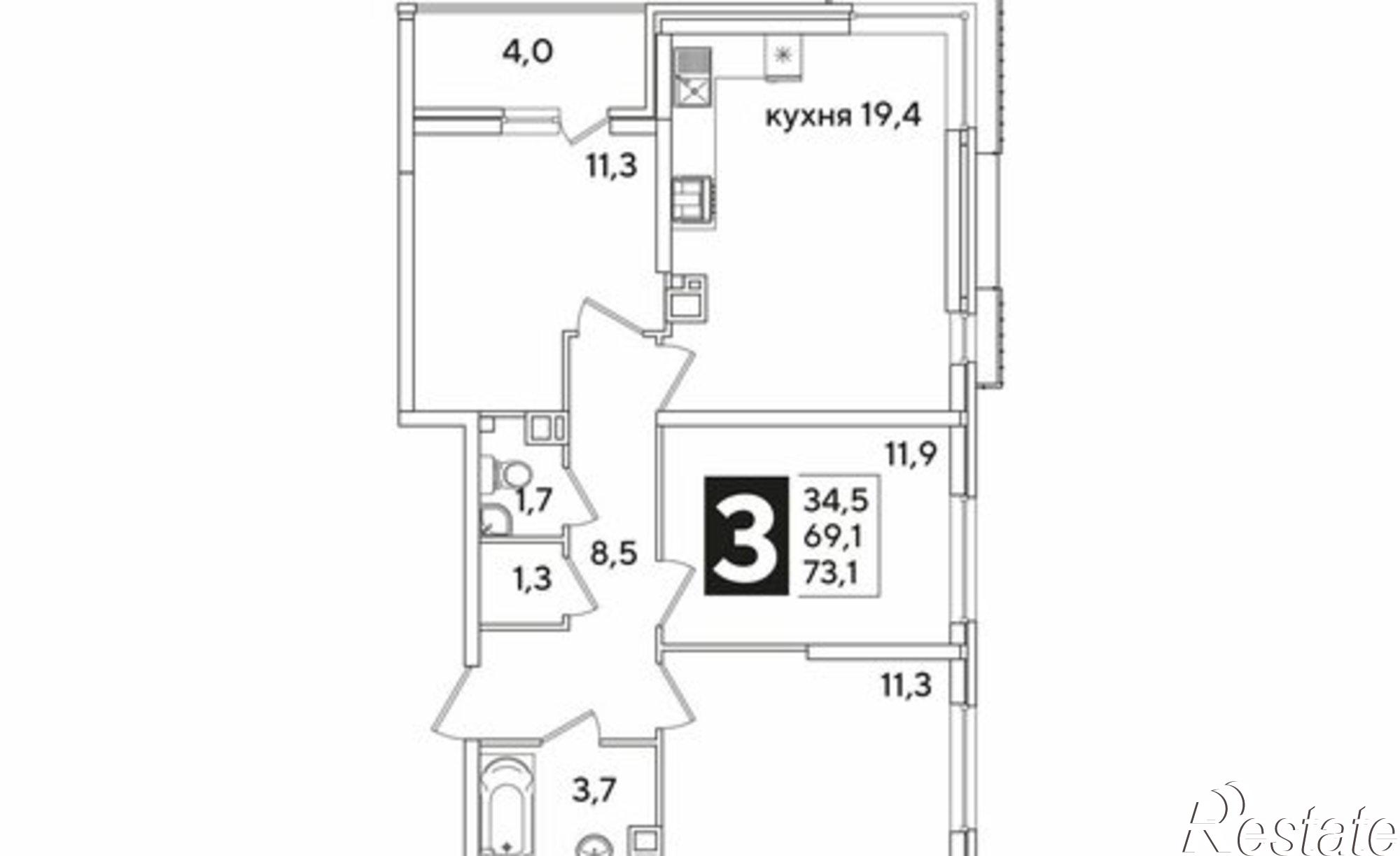 Купить квартиру за 10 767 600 рублей на улица Ивана Беличенко, 91