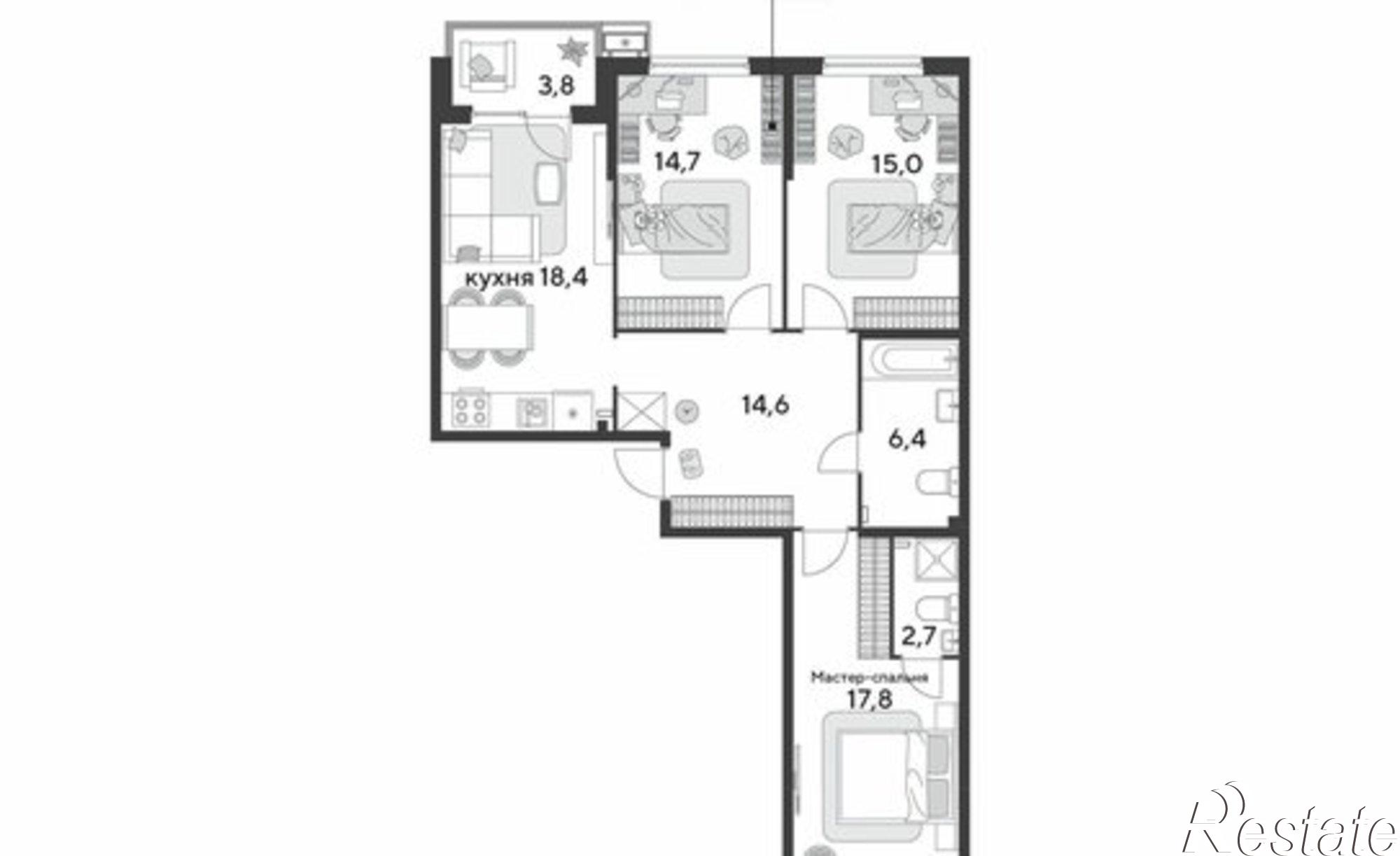 Купить квартиру за 13 103 700 рублей на улица имени Академика Фёдорова, 5