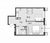 1-комн, 44 кв м, этаж 13/18 улица Героя Хабибуллина, 7