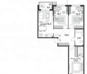 3-комн, 93 кв м, этаж 2/9 улица имени Академика Фёдорова, 5