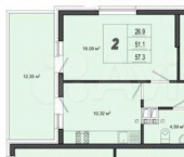 2-комн, 63кв м, этаж 12/19 Адмирала Крузенштерна ул, 5/к2
