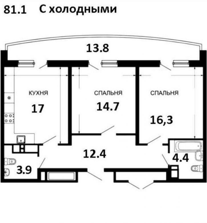 2-комн квартира улица Петра Метальникова, 38