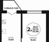 2-комн, 57 кв м, этаж 7/24 Российская улица, 257/7