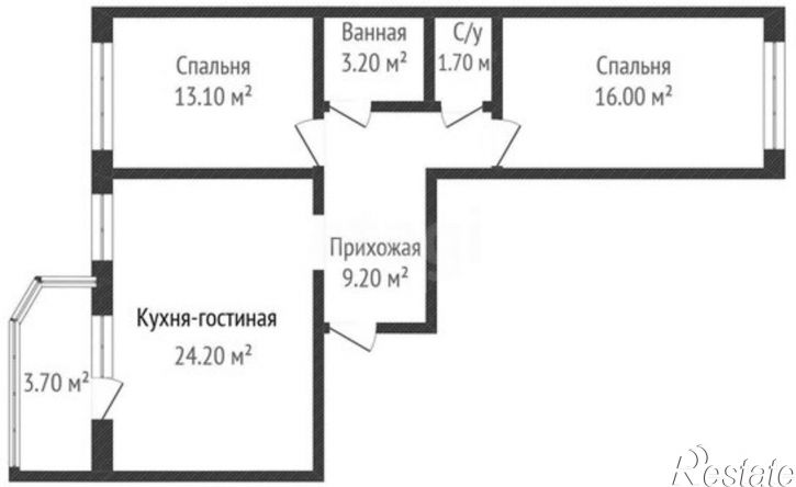 2-комн квартира улица Мурата Ахеджака, 10А,  д. 10А