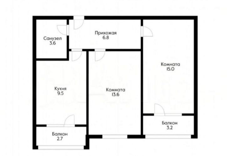 2-комн квартира им. Цезаря Куникова улица, д.35