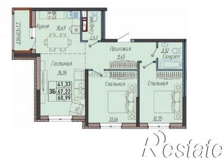3-комн квартира Корнилова, 9