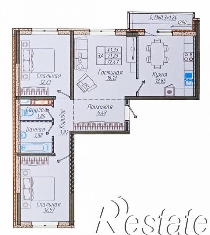 3-комн квартира улица им., 9