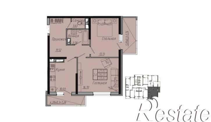 2-комн квартира Стахановская, 1/5