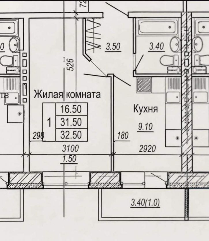1-комн квартира им. Евгении Жигуленко улица, д.30к1