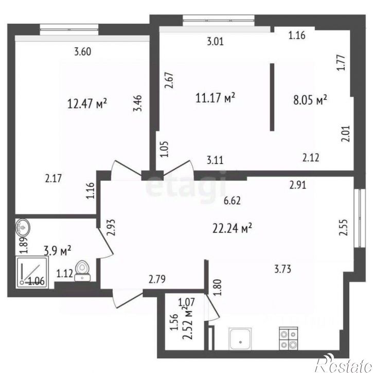 2-комн квартира ул Атлантическая, 2 2,  д. 2 2,  к. 2