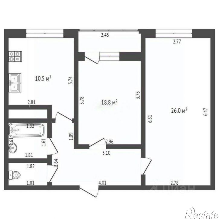 2-комн квартира ул Новороссийская, 90/2 1,  д. 90/2 1,  к. 1