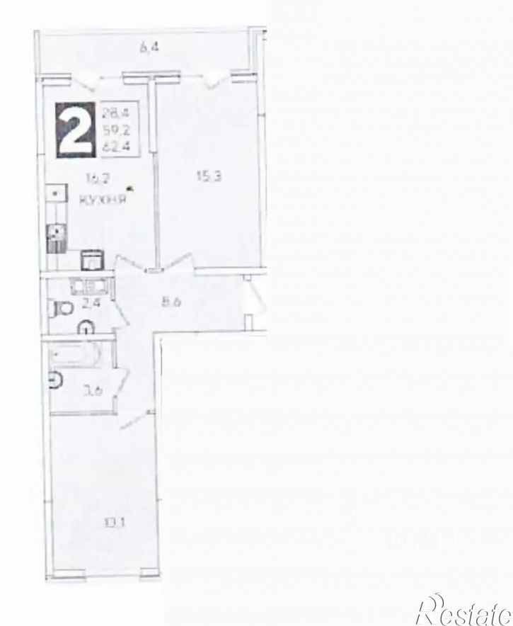 2-комн квартира улица имени Константина Гондаря, 103 к1,  д. 103 к1