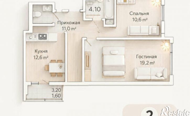 2-комн квартира улица 40 лет Победы, 186 к2,  д. 186 к2