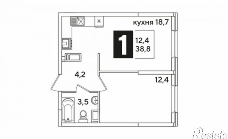 1-комн квартира в новом доме жилой комплекс Самолёт-6