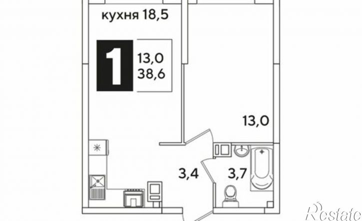 1-комн квартира в новом доме жилой комплекс Самолёт-6