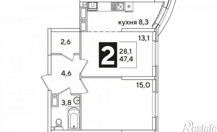 2-комн квартира в новом доме жилой комплекс Самолёт-6
