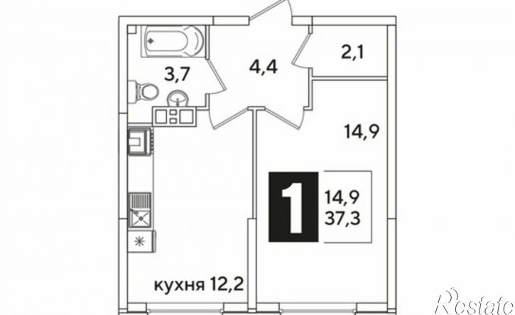 1-комн квартира в новом доме улица Ивана Беличенко, 88 к2,  д. 88 к2