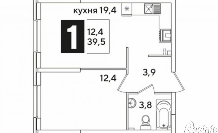 1-комн квартира в новом доме жилой комплекс Самолёт-6